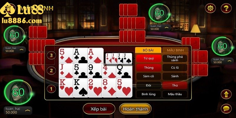 Sắp xếp mạnh yếu theo cách chơi mậu binh Lu88 